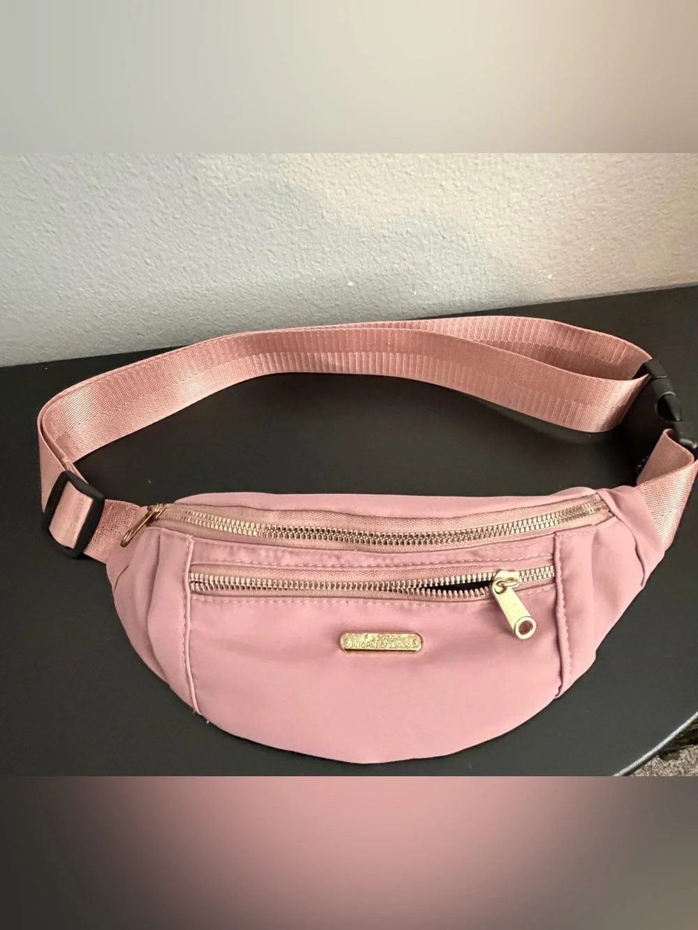 Pink Women's Waist Bag Belt Bag with Gold Hardware
